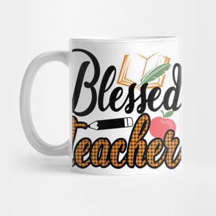 Blessed Teacher Teaching Buffalo Plaid Book Mug